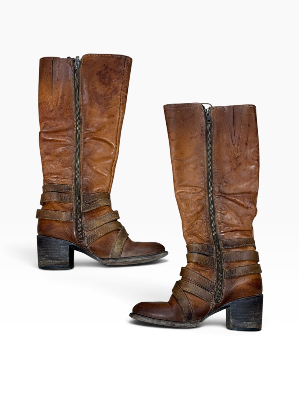 Freebird by Steven | Jules Buckle Leather Boots Size 8 Distressed - Picture 15 of 16